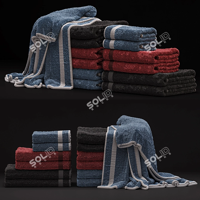 Luxury Bath Towel Set 3D model image 1