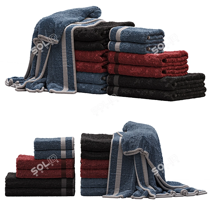 Luxury Bath Towel Set 3D model image 2