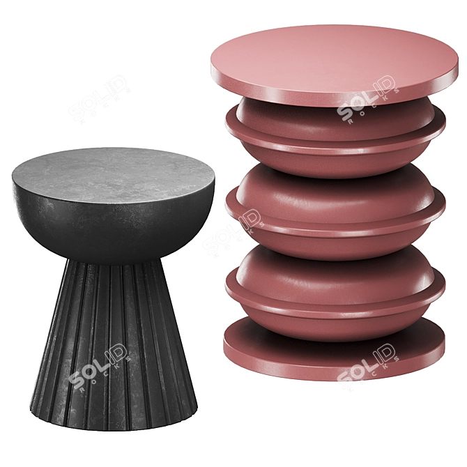 African-Inspired Set of Tables 3D model image 1
