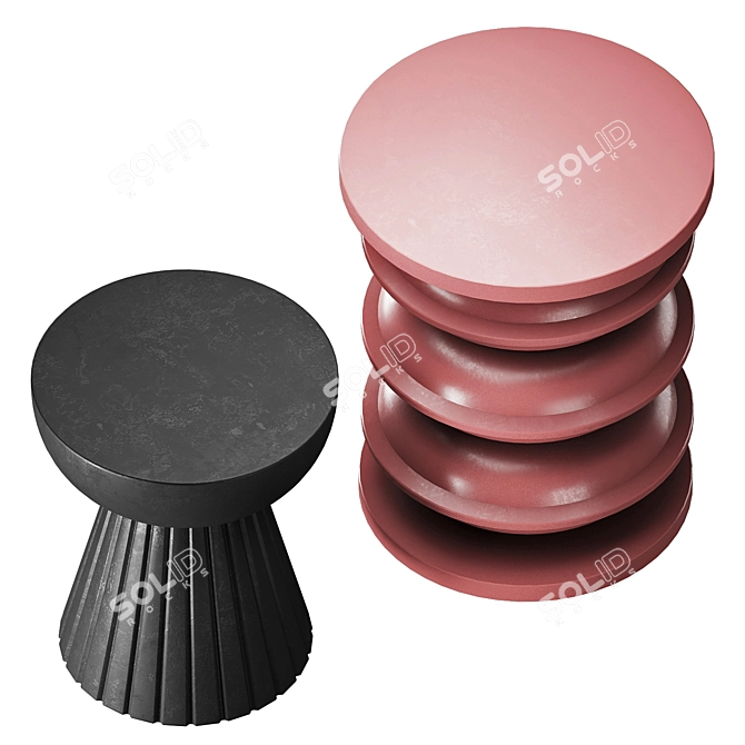 African-Inspired Set of Tables 3D model image 2