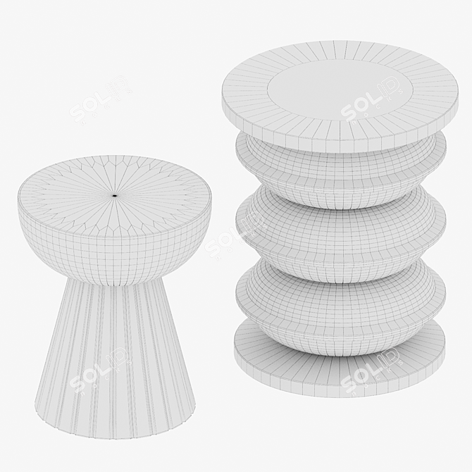 African-Inspired Set of Tables 3D model image 3