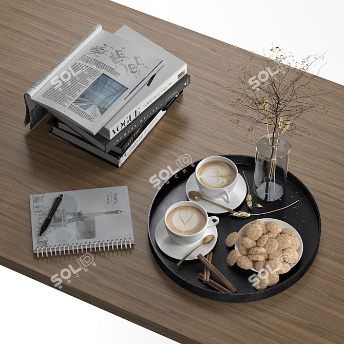 Quadruple PBR Coffee Set 3D model image 2