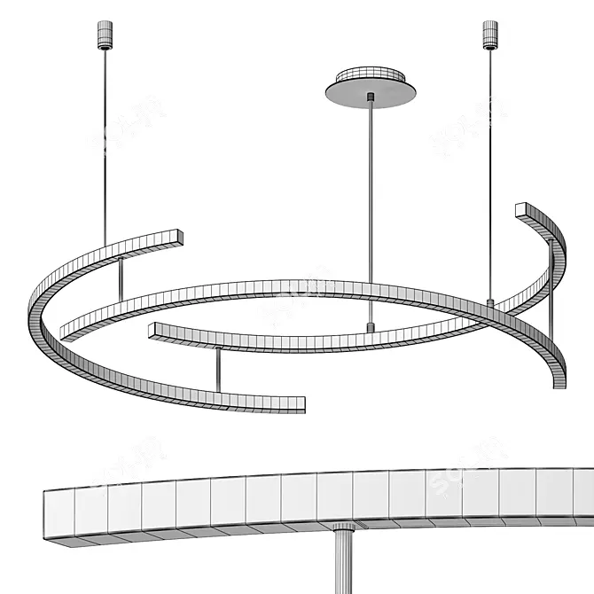 Sleek Circle Pendant Light 3D model image 2