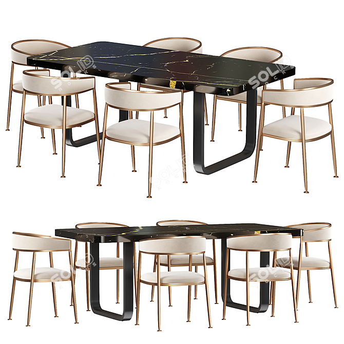 Nordic Accent Dining Table 3D model image 1