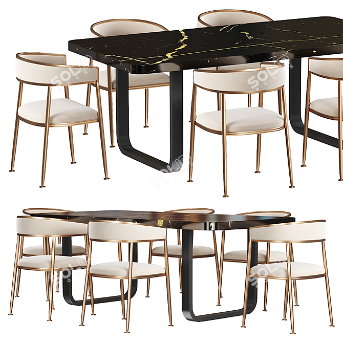 Nordic Accent Dining Table 3D model image 2