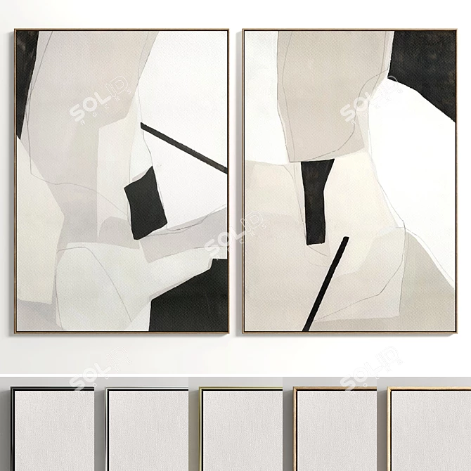 Dual Frame Plaster Art Set 3D model image 1