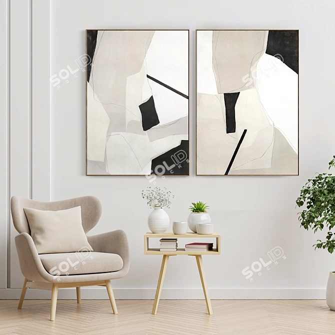 Dual Frame Plaster Art Set 3D model image 3