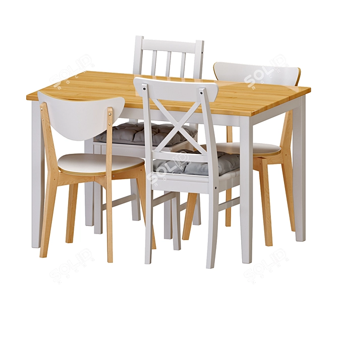 Stylish Nordic Dining Set: LERHAMN Table & NORDMYRA Chair 3D model image 1