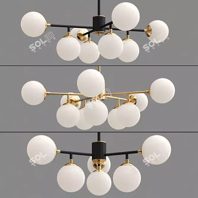 Elegant 5-Light Milk White Chandelier 3D model image 2