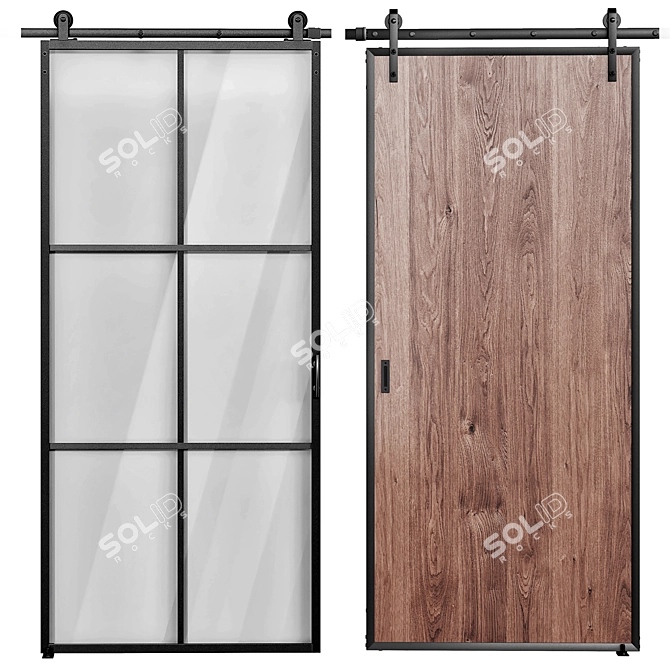 Sleek Sliding Doors 3D model image 1