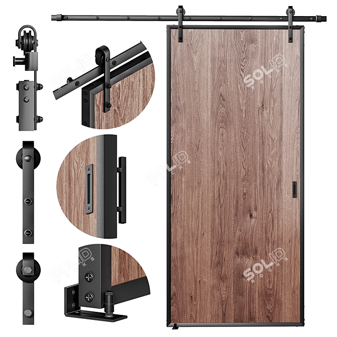 Sleek Sliding Doors 3D model image 3