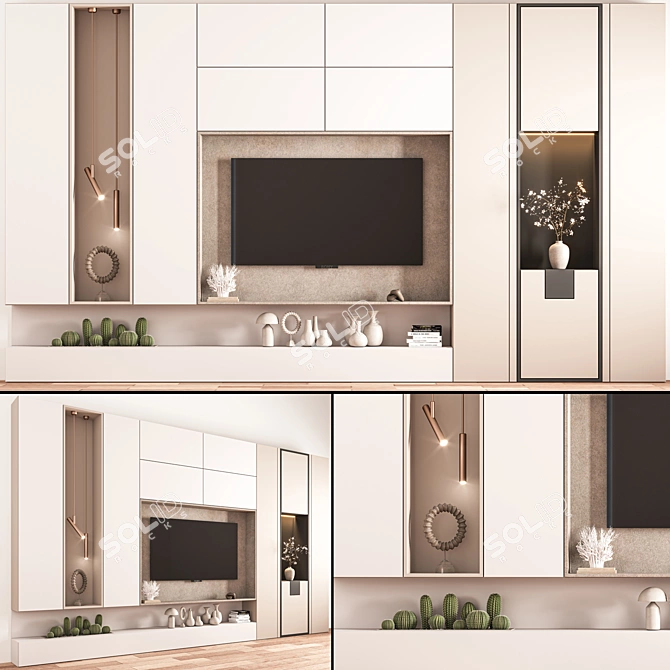 Modern TV Wall Set: Corona Edition 3D model image 1