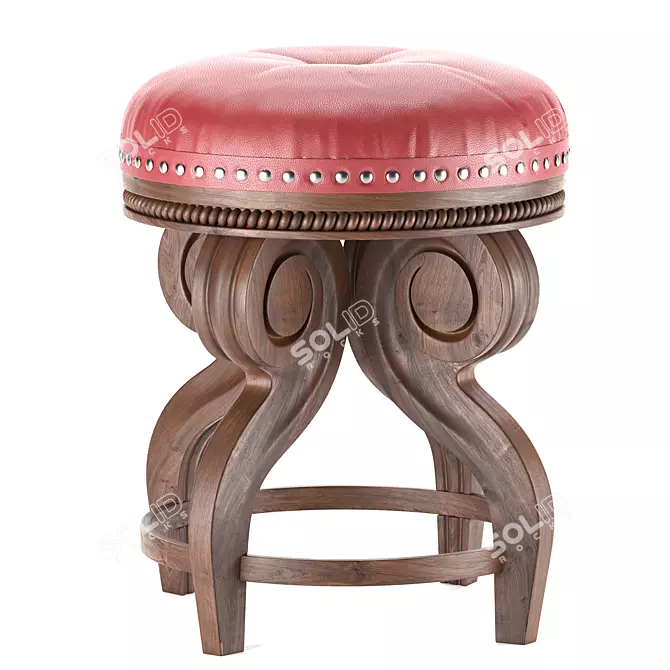 Vintage Cream Footstool - Elegant Antique Design 3D model image 1