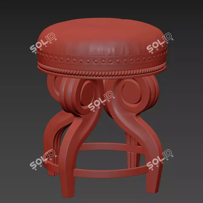 Vintage Cream Footstool - Elegant Antique Design 3D model image 5