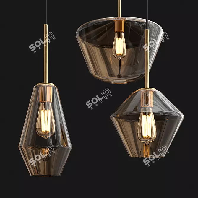 Elegant Crystal Chandelier 6-Light 3D model image 2