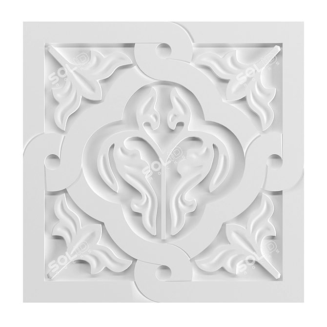 Samarkand Samani Palace Carved Gypsum Panel 3D model image 3