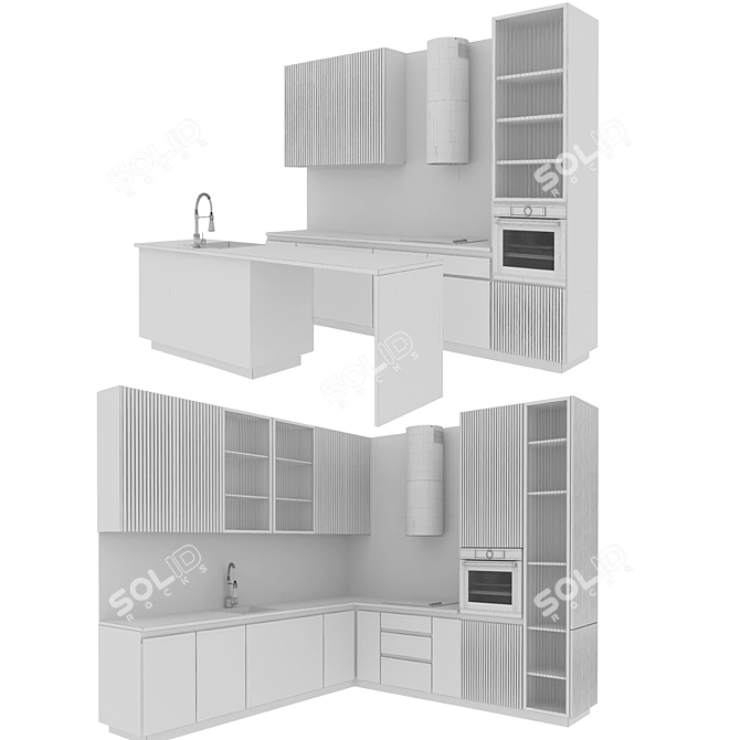 Adjustable Color Kitchen: Modern92Vol1 3D model image 7