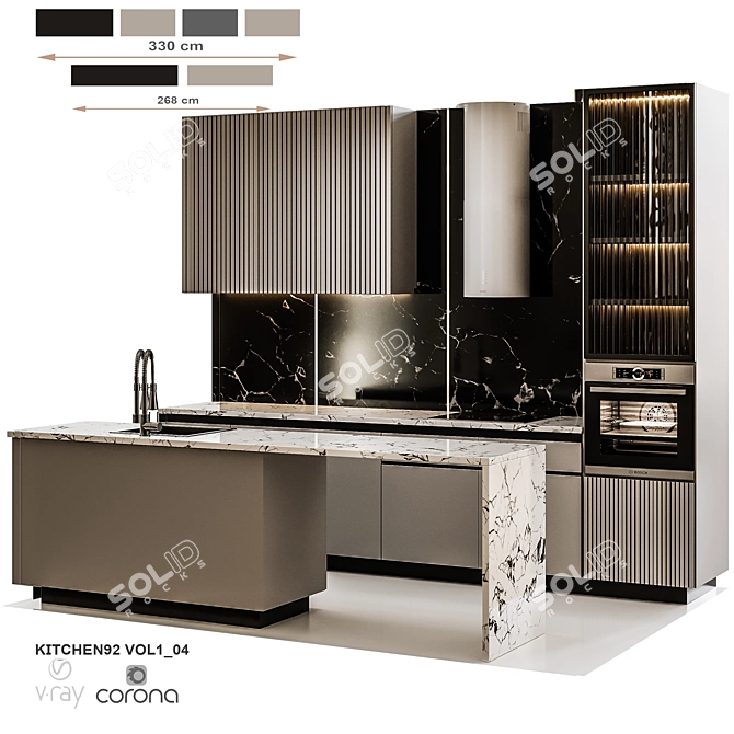 Modular Kitchen Unit - Modern Design 3D model image 8