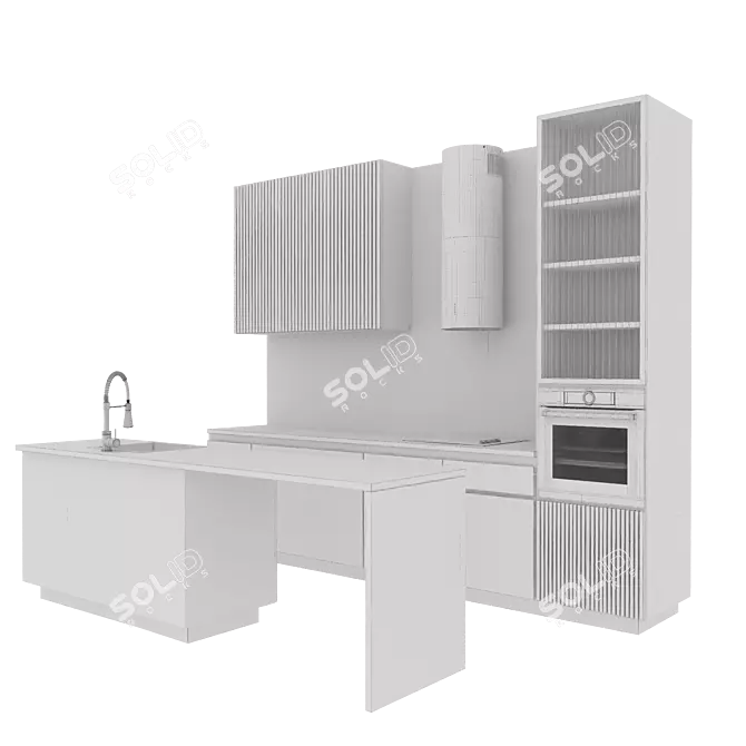 Modular Kitchen Unit - Modern Design 3D model image 13