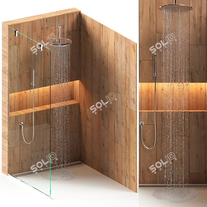 Wooden Shower Panel 3D model image 1