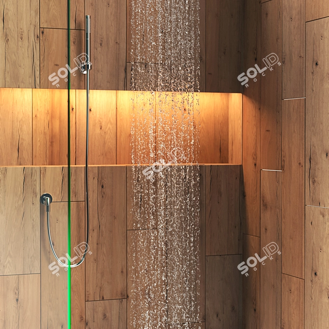 Wooden Shower Panel 3D model image 2