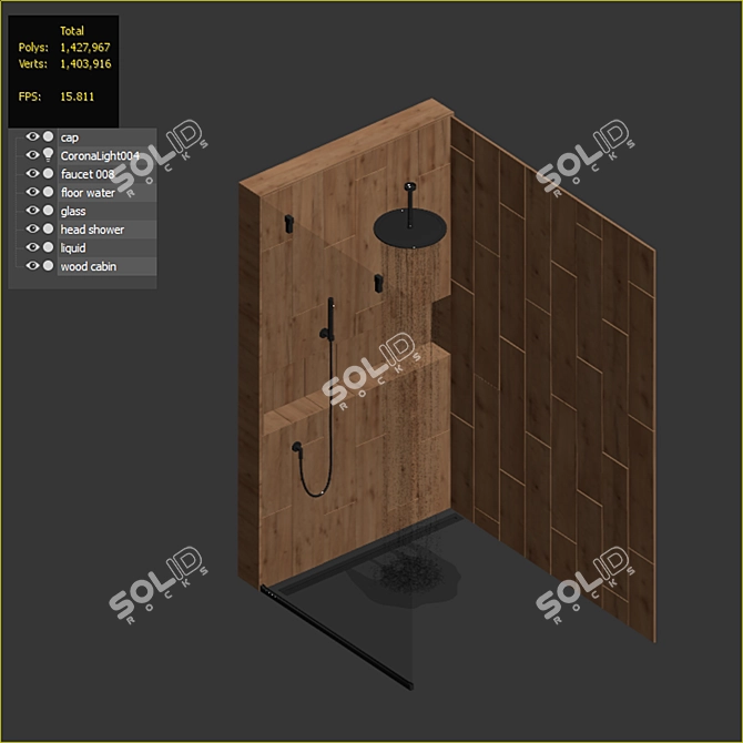 Wooden Shower Panel 3D model image 4