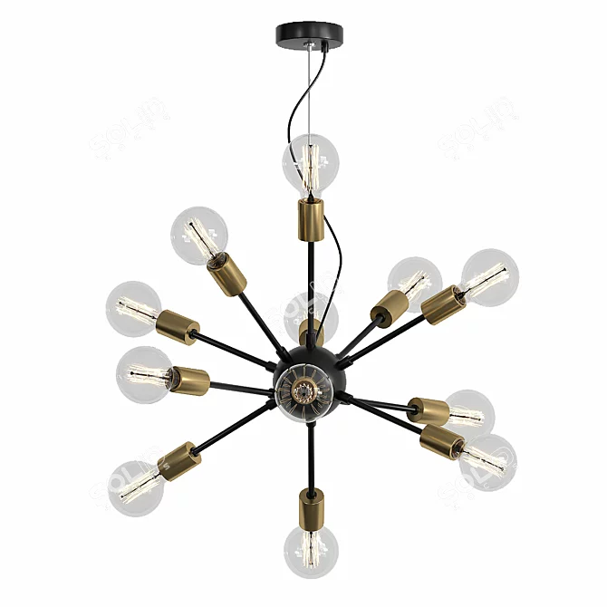 Stunning Sputnik Black & Gold Chandelier 3D model image 1