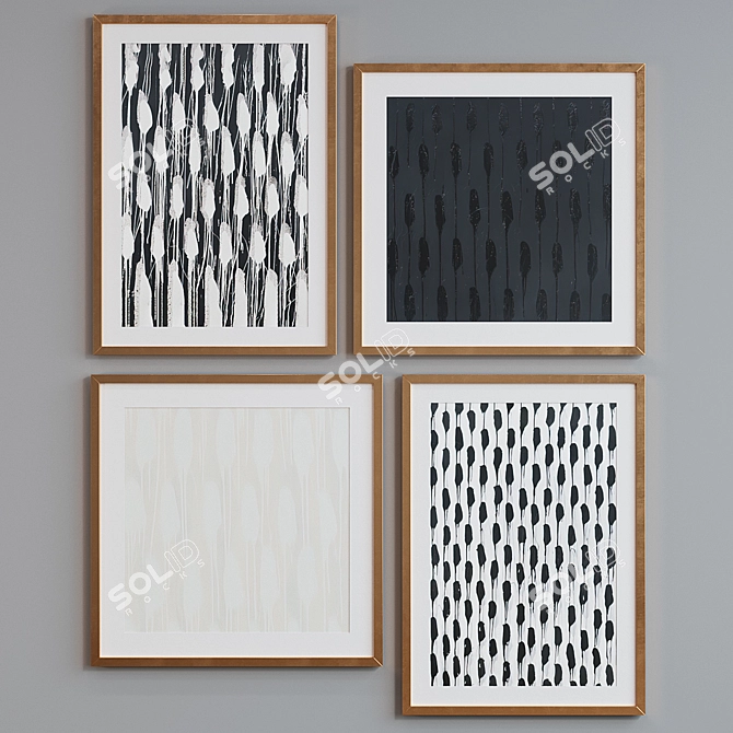 Modern Abstract Picture Frame Set 3D model image 4