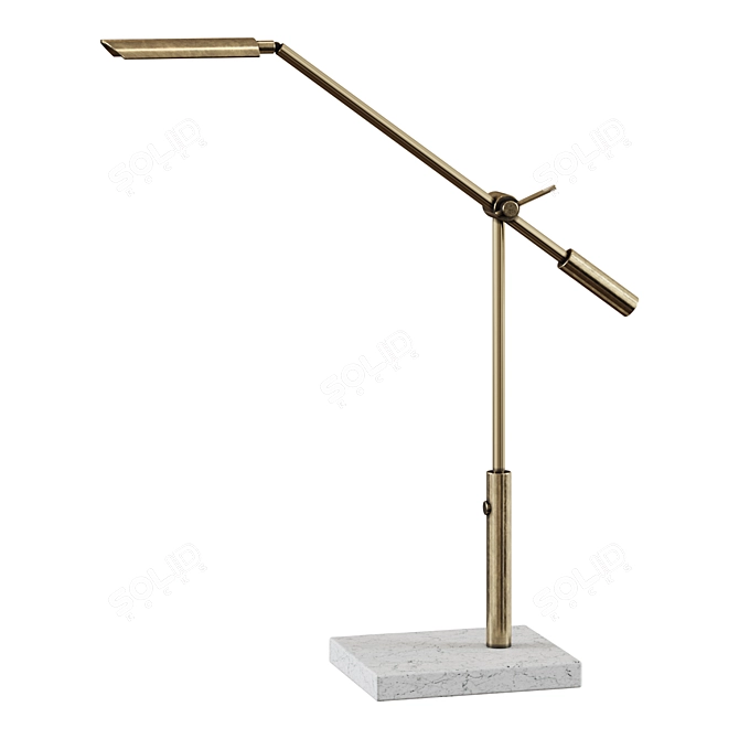 Brass LED Desk Lamp: Adjustable Work Lamp 3D model image 1