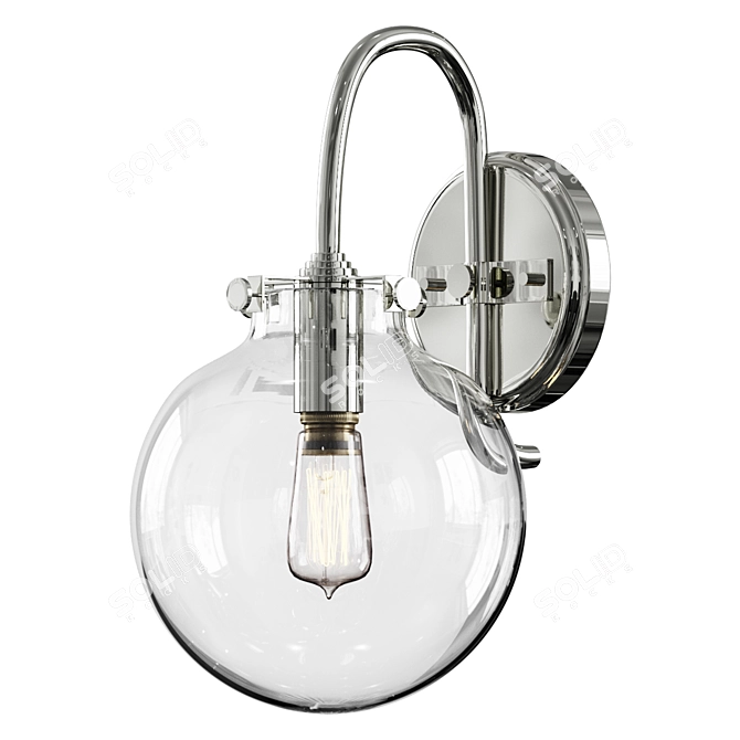 Vintage Glass Globe Wall Sconce 3D model image 1