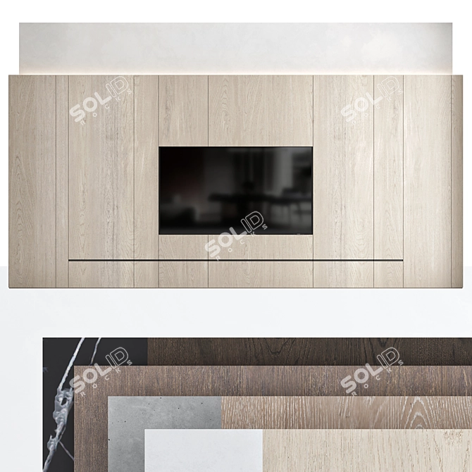 TV Wall Set: Modern Design, 75" Samsung Crystal UHD 4K 3D model image 1