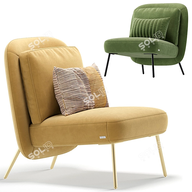 Natuzzi Slipper Armchair: 6 Color Options 3D model image 2