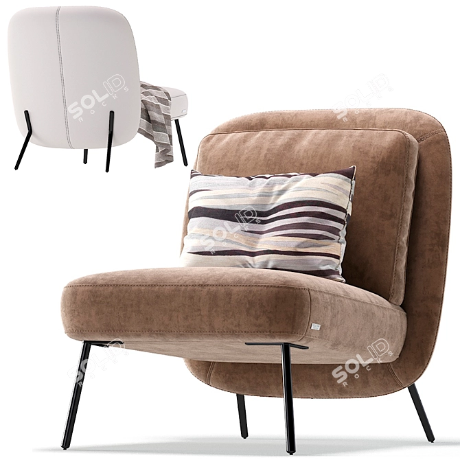 Natuzzi Slipper Armchair: 6 Color Options 3D model image 3