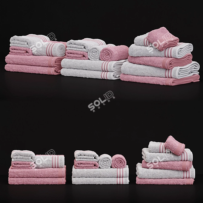 Luxury Bath Towel Set 3D model image 1