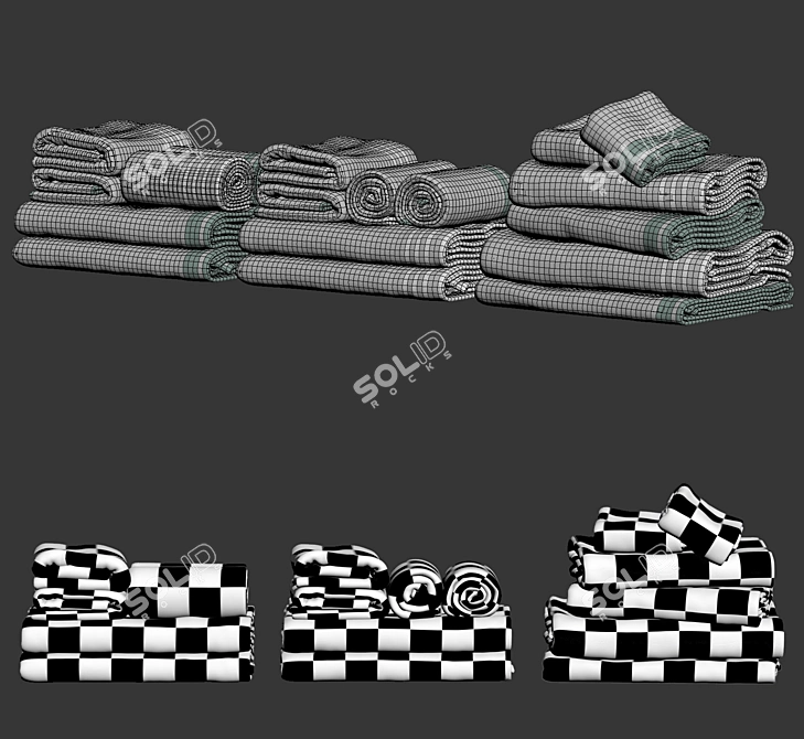 Luxury Bath Towel Set 3D model image 2