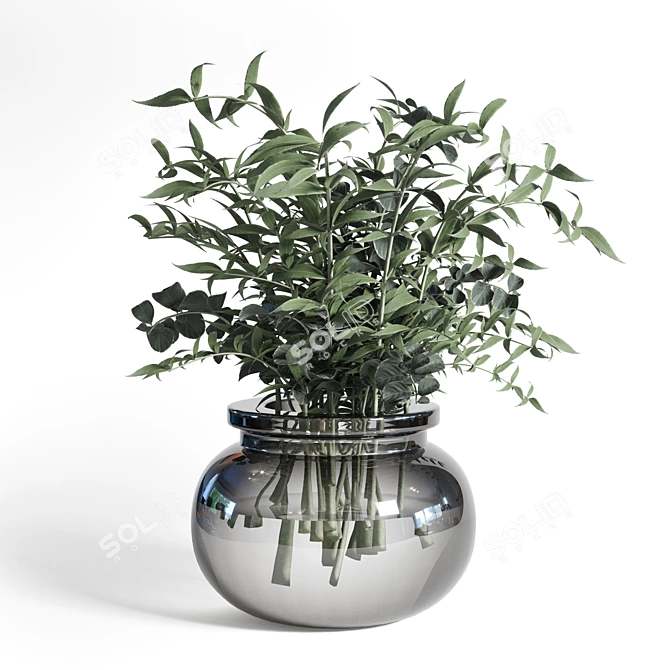 Olive Bouquet 15 - Glass Vase 3D model image 1