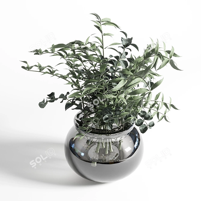 Olive Bouquet 15 - Glass Vase 3D model image 2