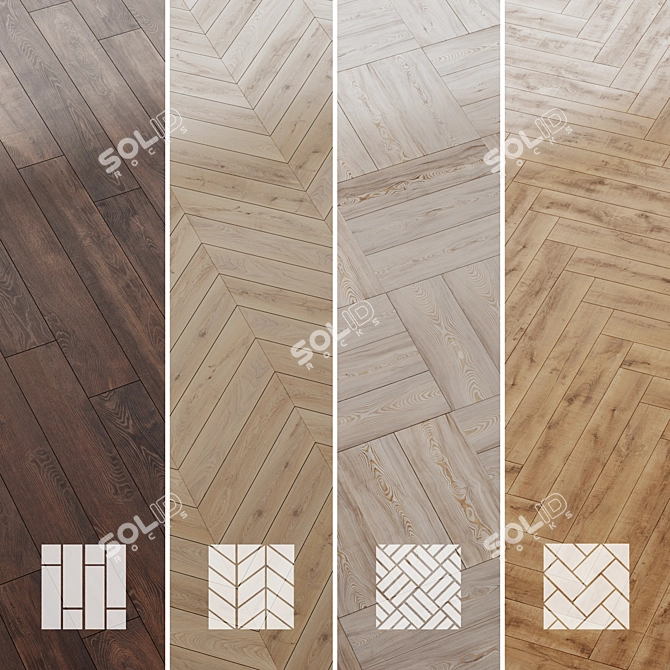 Oak Larch Wood Floor Set 3D model image 1