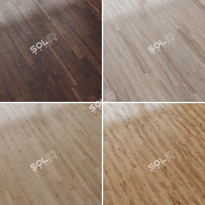 Oak Larch Wood Floor Set 3D model image 2