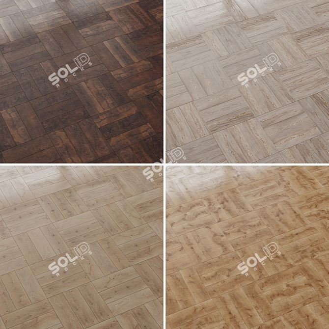 Oak Larch Wood Floor Set 3D model image 4