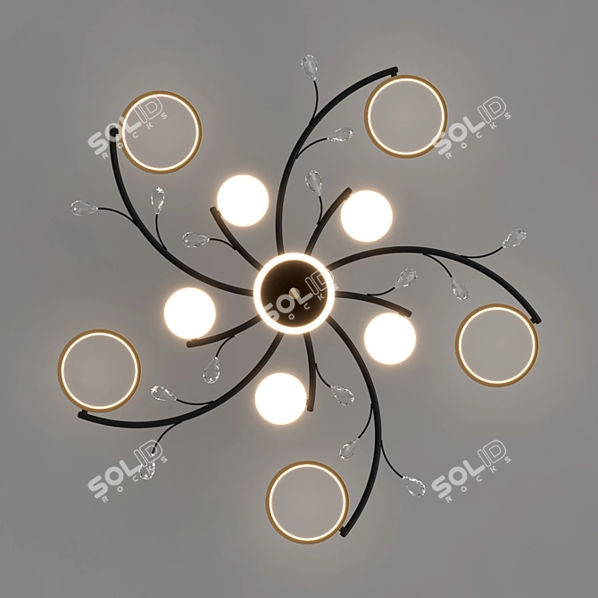 Elegant Crystal 8-Light Chandelier 3D model image 3