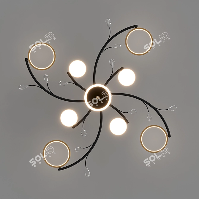 Elegant Crystal 8-Light Chandelier 3D model image 4