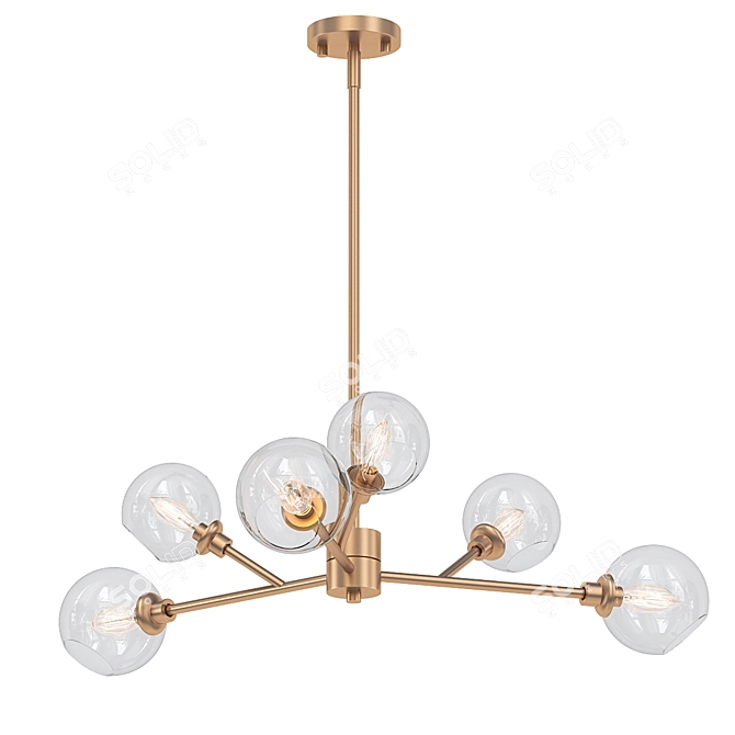 Elegant Gold Crystal Chandelier 3D model image 1