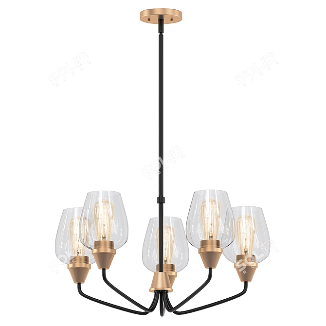 Transitional Goblet Chandelier: Bronze/Antique Brass 3D model image 1