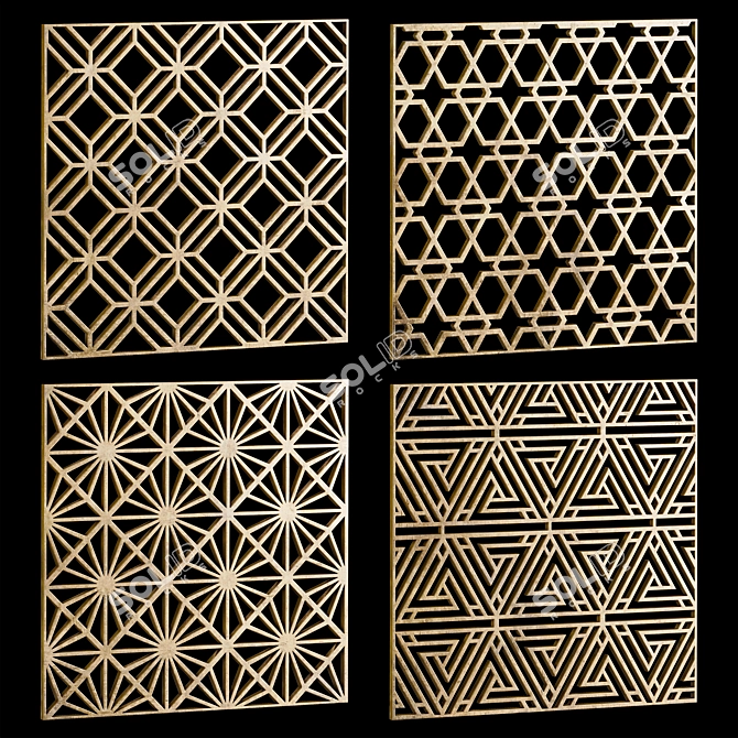 Decorative Square Panels Set 3D model image 1