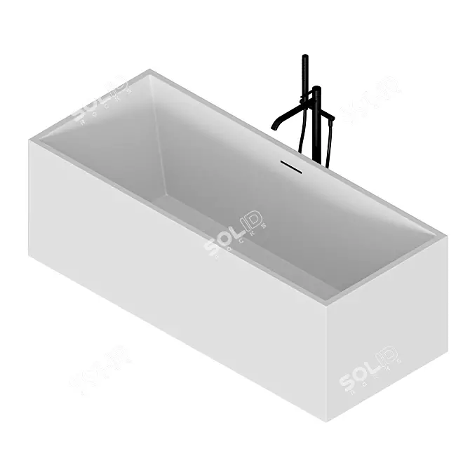 Pool: Sleek and Ergonomic Corian Bathtub 3D model image 3