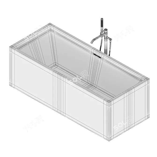 Pool: Sleek and Ergonomic Corian Bathtub 3D model image 6