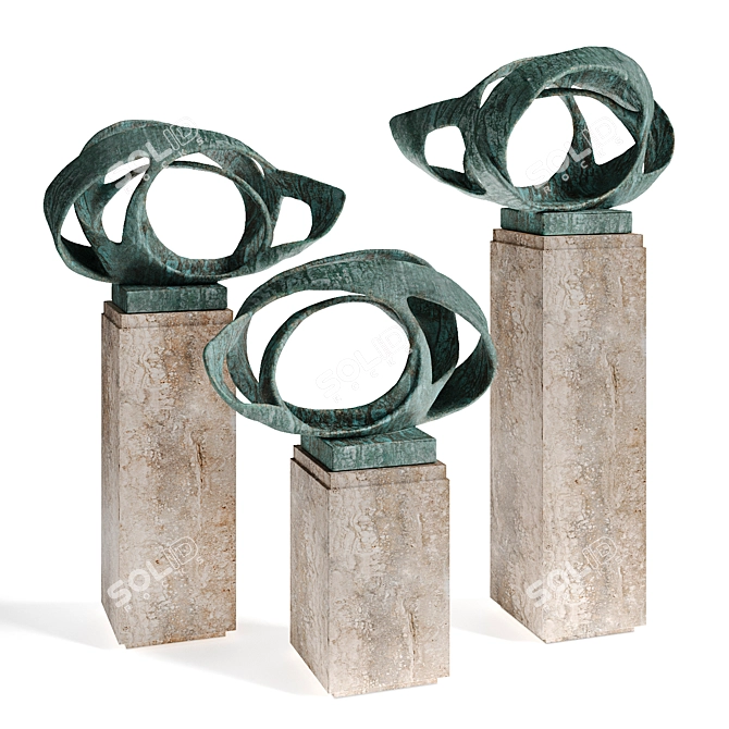 Barbara Hepworth Trezion Sculpture 3D model image 2