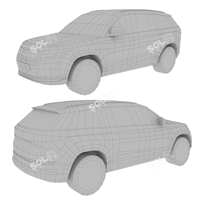 Sleek Skoda Kodiaq RS 2019: High-quality Low Poly Model 3D model image 8