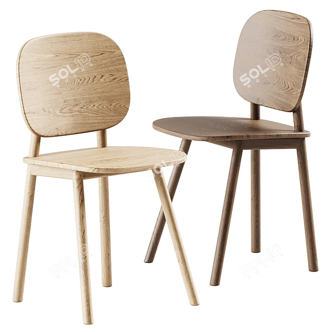 Elegant Wooden Paddle Chair 3D model image 1